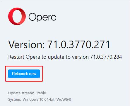 Updating Opera